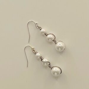 Wire Wrapped Pearl Earrings with Sterling Silver Ear Wires